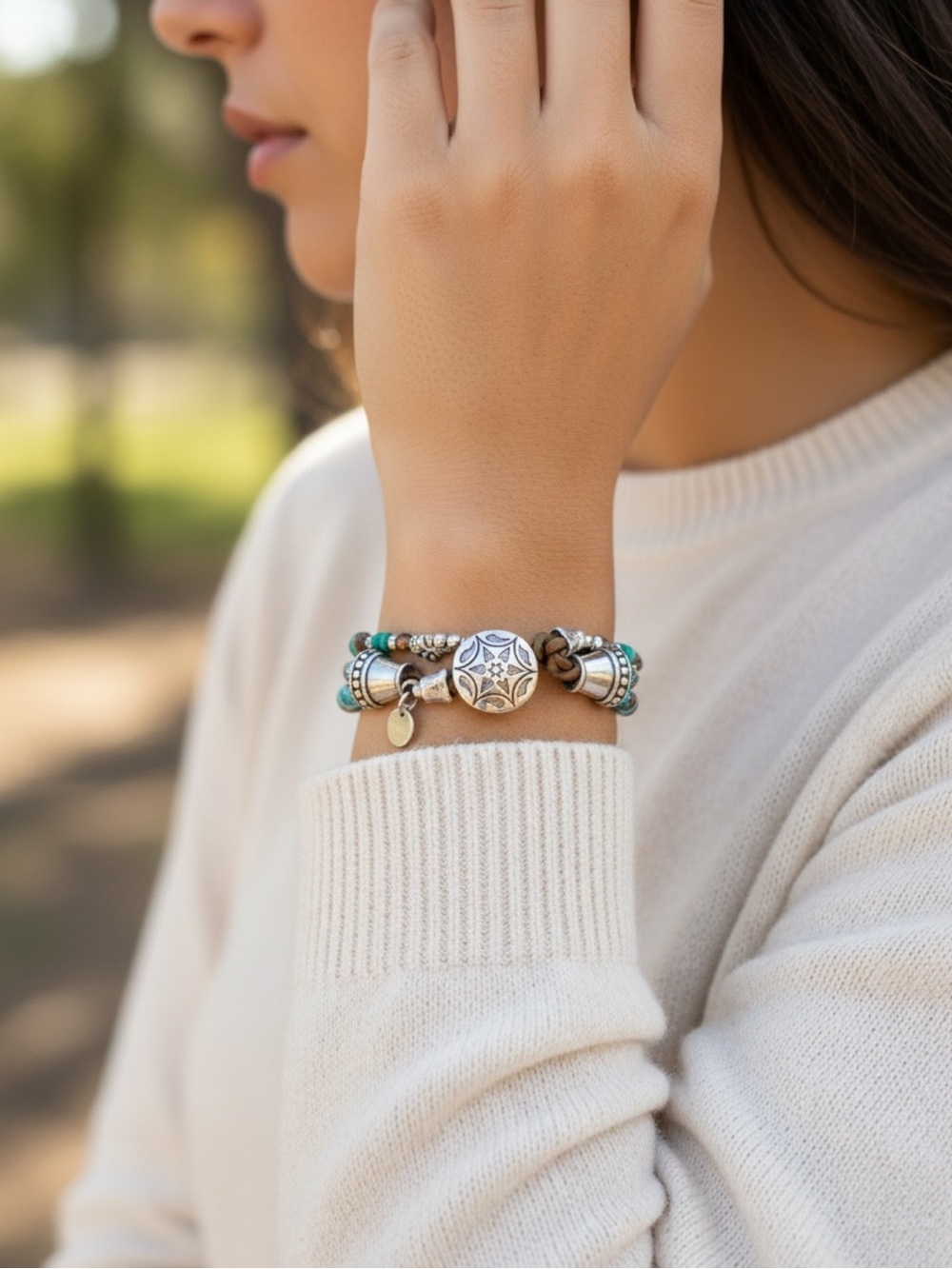 Turquoise & Sea Sediment Jasper Bracelet